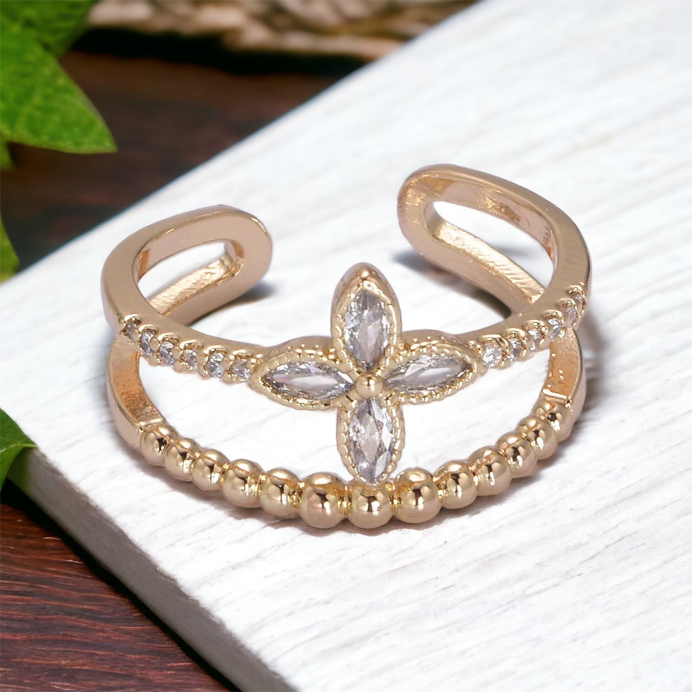 Minerva® | Bellefleur Double Band Flower Ring