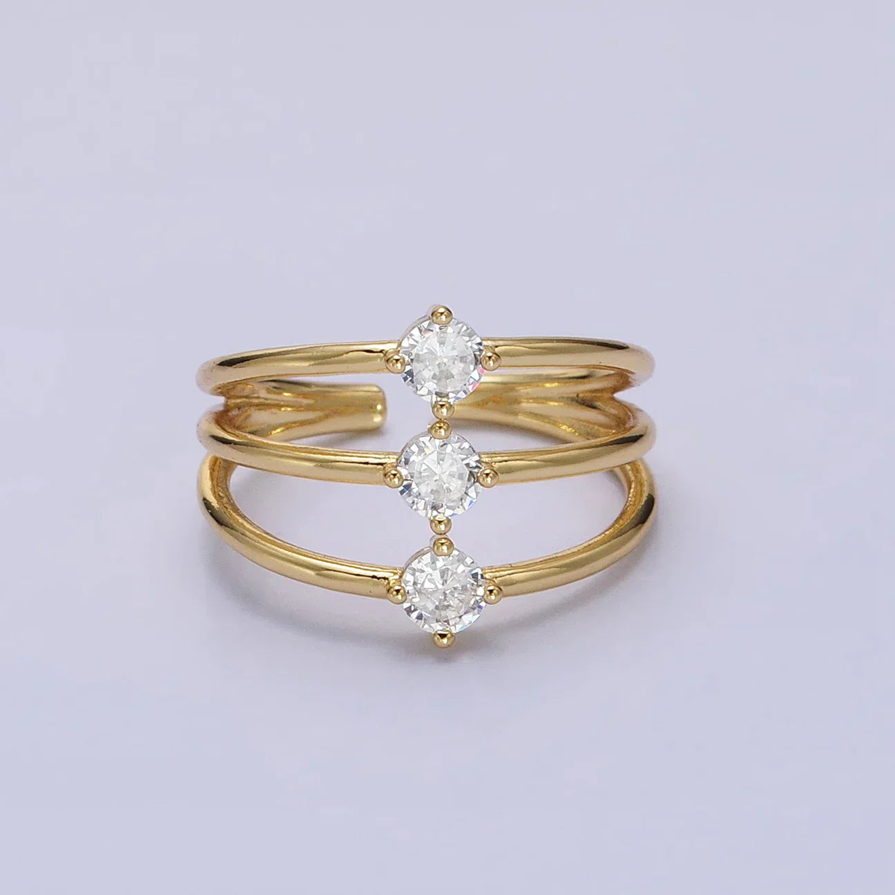 Stella® | Ciara Triple CZ Ring  Gold or Silver