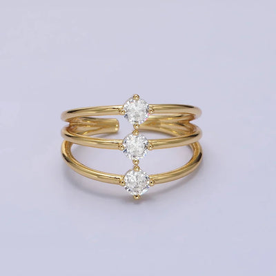 Stella® | Ciara Triple CZ Ring  Gold or Silver
