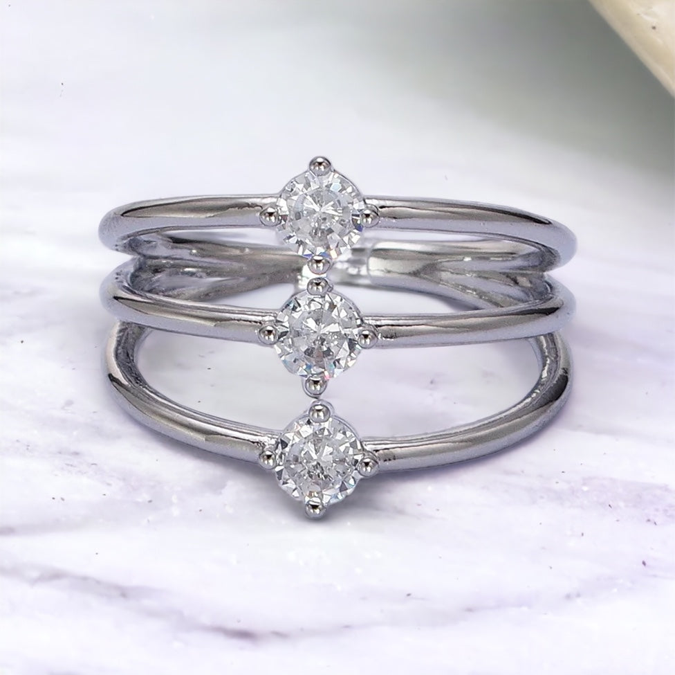 Stella® | Ciara Triple CZ Ring  Gold or Silver