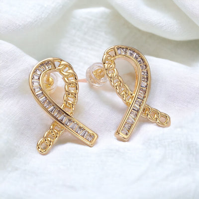 Fern® | Cancer Awareness Ribbon Earrings  Gold or Silver