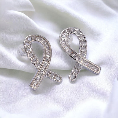 Fern® | Cancer Awareness Ribbon Earrings  Gold or Silver