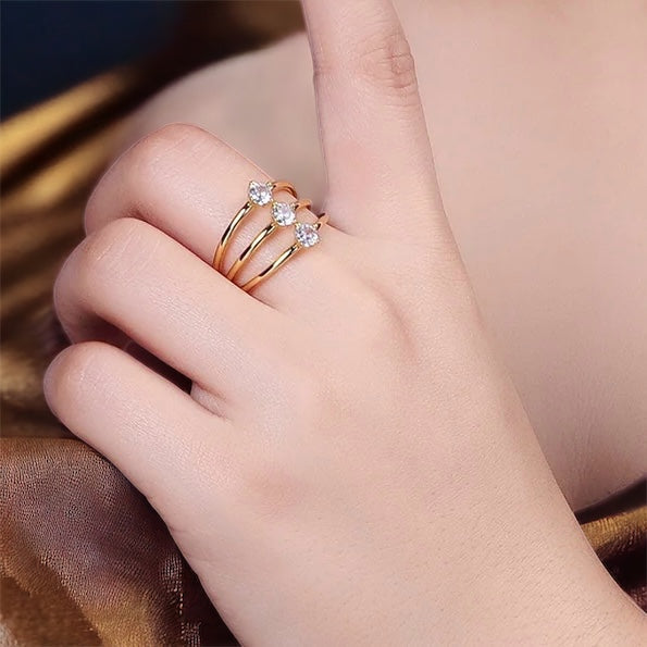 Stella® | Ciara Triple CZ Ring  Gold or Silver
