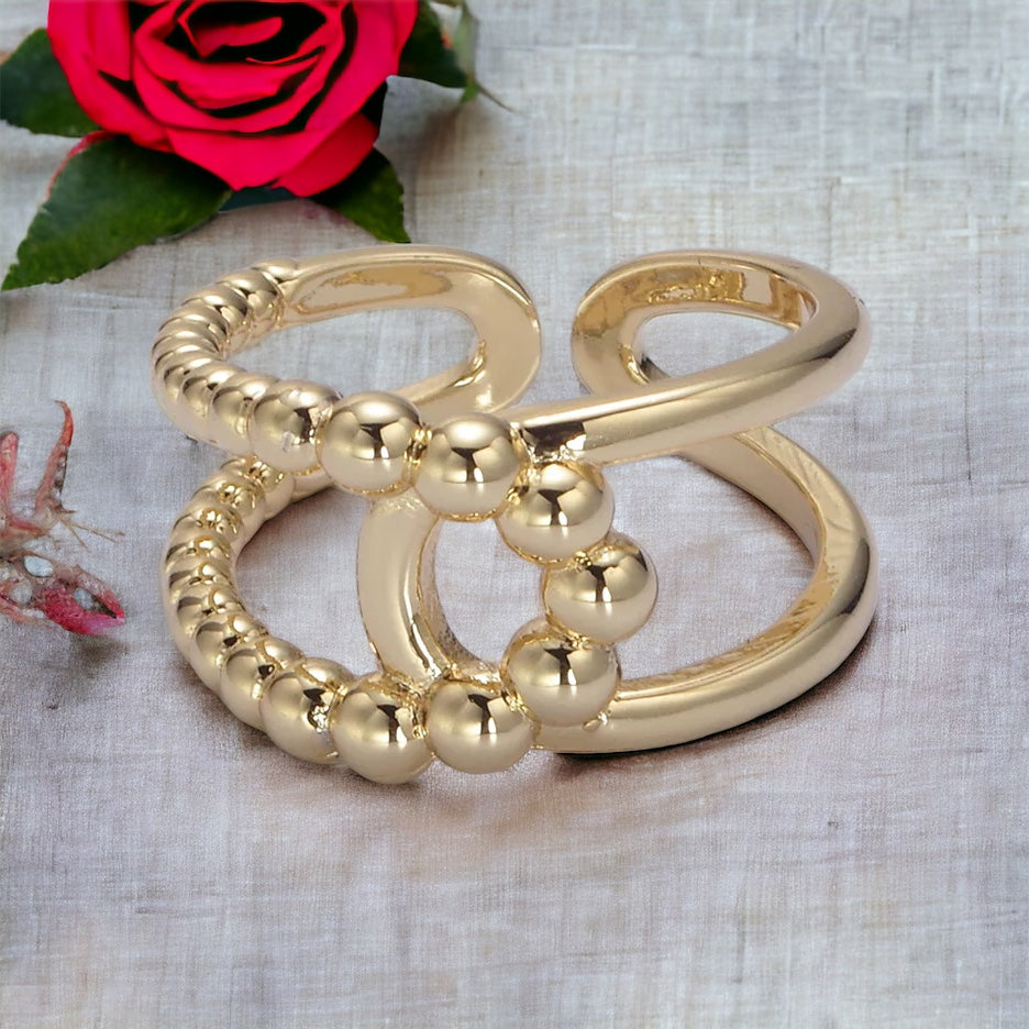 Lorena® | Vittoria Twist Double Band Ring  Gold or Silver
