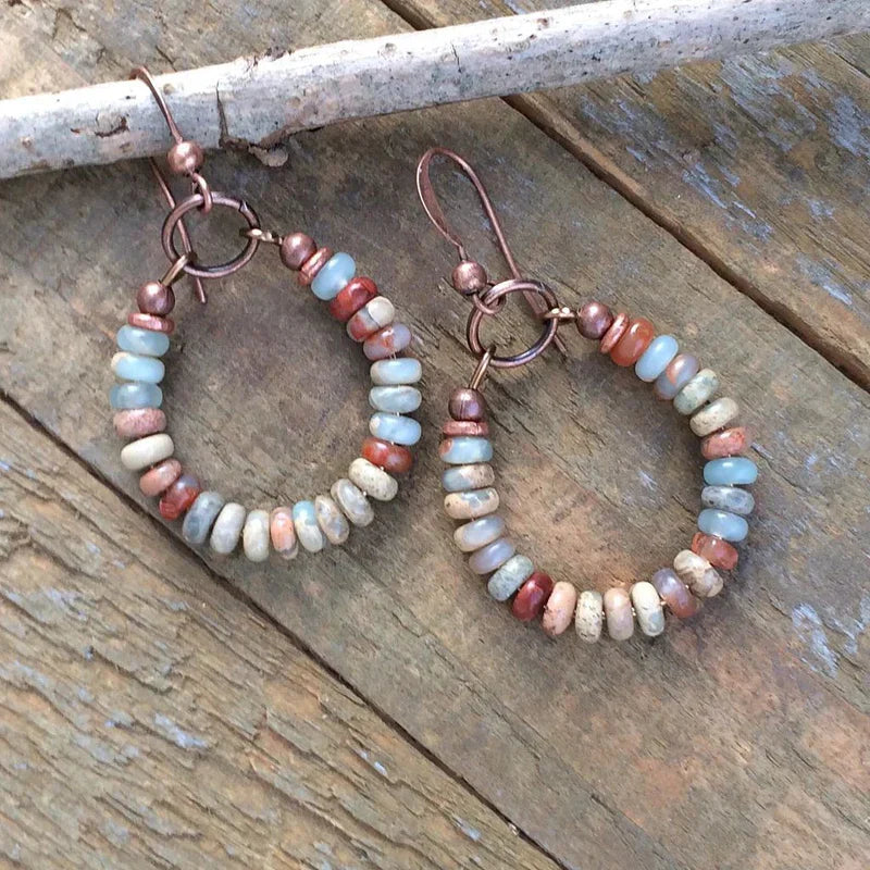 Katia® | Vintage Natural Stones Hoop Earrings