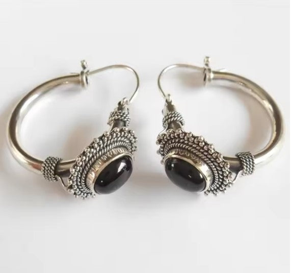 Lilac® | Vintage Black Stone Earrings