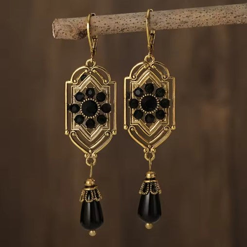 Pilar® | Regal Pearl Black Waterdrop Stone Earrings