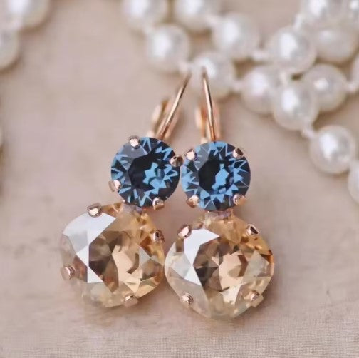 Circe® | Blue Champagne Stone Dangle Earrings