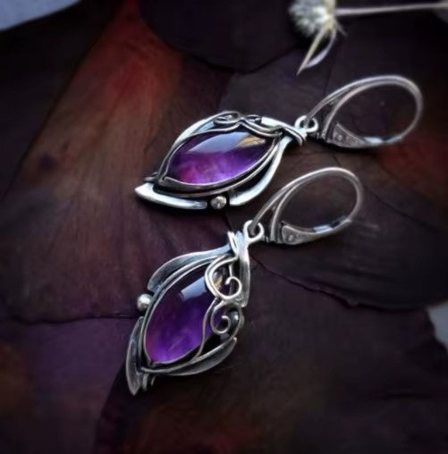 Turquesa® | Vintage Purple Stone Dangle Earrings