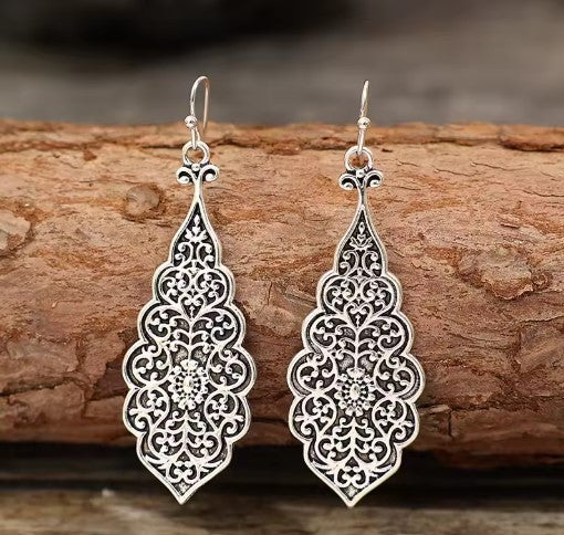 Aella® | Silver Color Metal Grave Flower Earrings