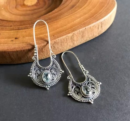 Sofía® | Vintage Round Geometry Grave Earrings