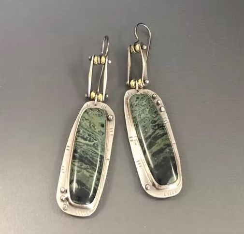 Karina® | Vintage Carving Green Pattern Hook Earrings