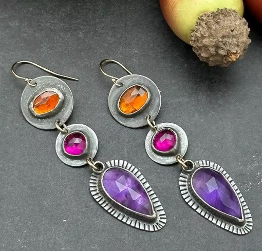 Simone® | Vintage Metal Carving Dangle Earrings