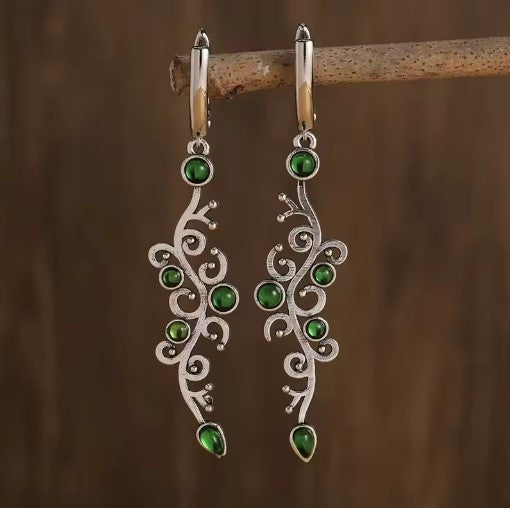 Linnea® | Charm Flower Green Stone Drop Earrings