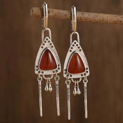 Delia® | Vintage Tribal Triangle Amber Earrings