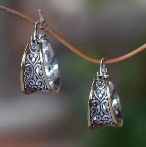 Rhiannon® | Silver  Flower Hollow Dangle Earrings