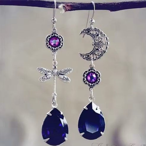 Yolanda® | Vintage Purple Stone Long Dangle Earrings