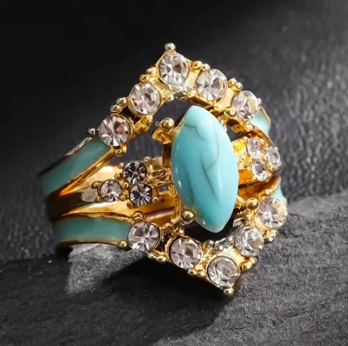 Liora® | Delicate Gold  White Blue Stone Ring