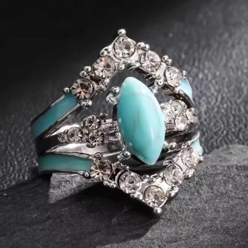 Luz® | Delicate Silver White Blue Stone Ring