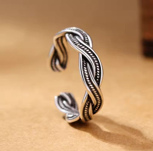 Luna® | Vintage  Silver Weave Adjustable Ring