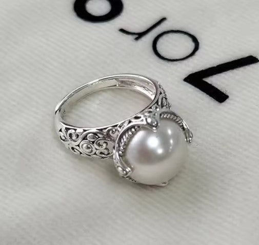 Rosa® | Vintage Carving Pearl Adjustable  Ring