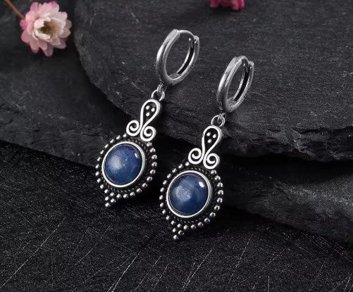 Celestine® | Vintage Blue Stone Hoop Earrings