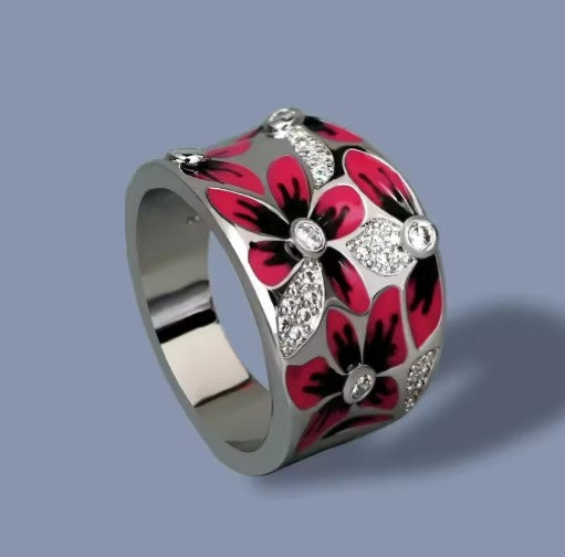 Consuelo® | Vintage Flower Inlaid White Stones Ring