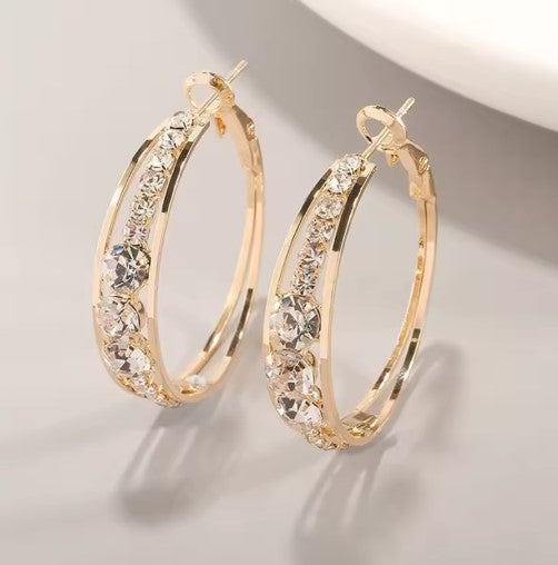 Rocío® | Vintage White Zircon Stones Hoop Drop Earrings