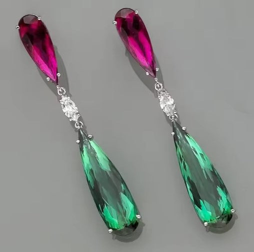 Moxie® | Vintage Long Purple Stone Dangle Earrings