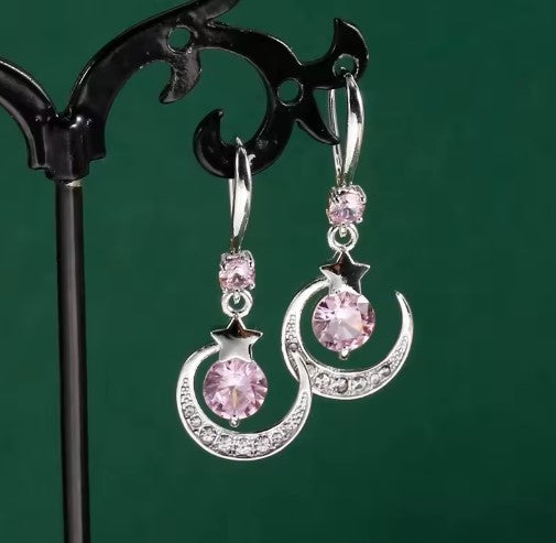 Ivette® | Vintage Silver Moon Dangle Earrings