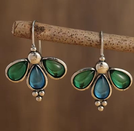 Lidia® | Vintage Charm Green Blue Stone Hook Earrings