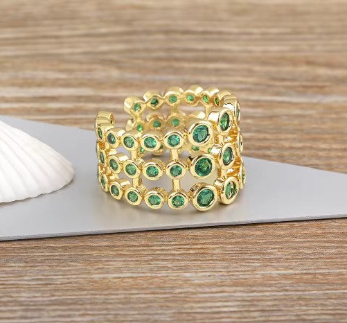 Paulina® | Vintage Green Rhinestone Adjustable Ring