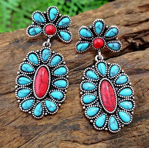 Nancy® | Vintage Elegant Blue Flower Hook Earrings