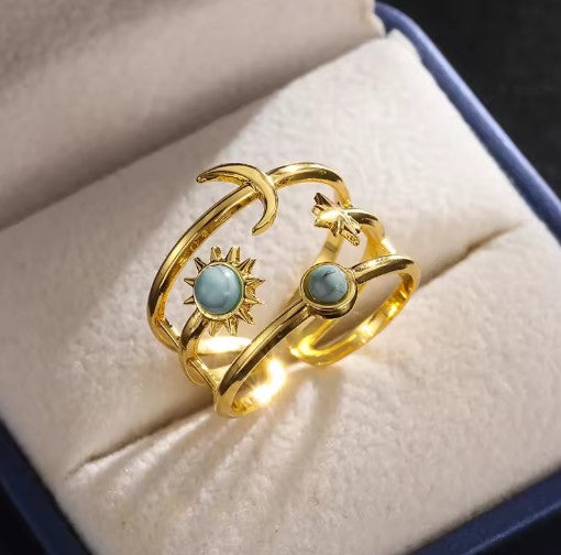 Yazmín® | Vintage Star Moon Sun Open Ring