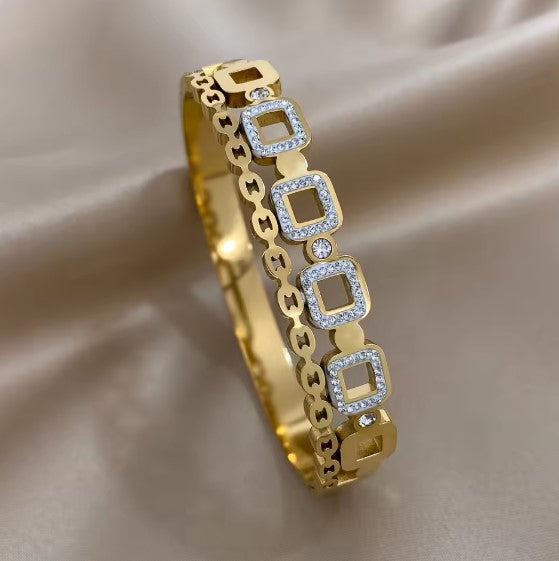 Vanesa® | Vintage Green White Rhinestone Bracelet