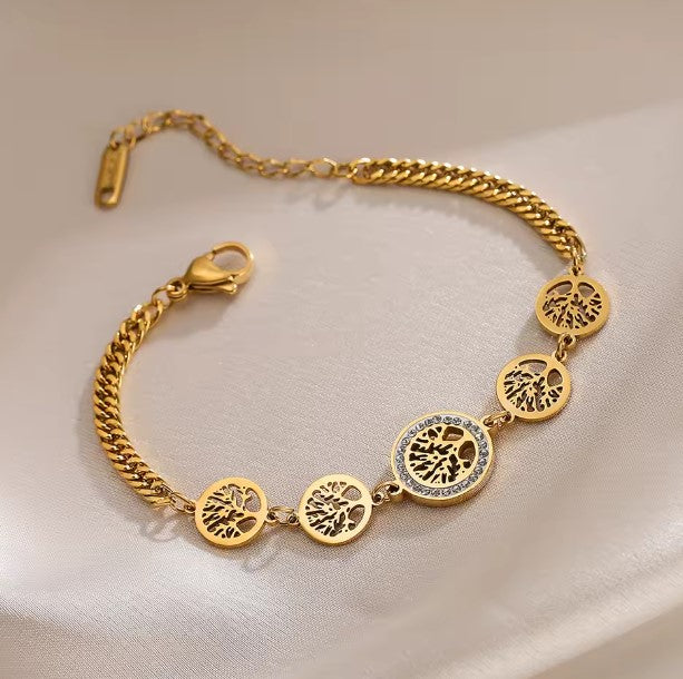 Dafne® | Vintage Tree Charm Gold Bracelet