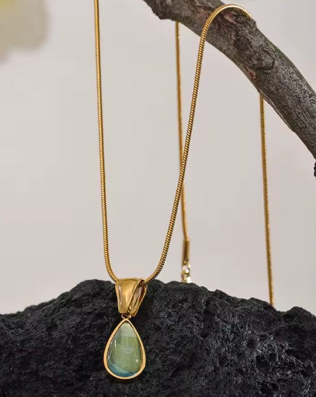 Jimena® | Vintage Green Crystal Water Drop Necklace