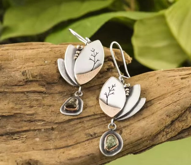 Clover® | Silver Rose Gold Long Dangle Earrings