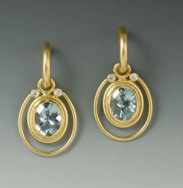 River® | Vintage Inlay Rhinestone Dangle Gold Earrings