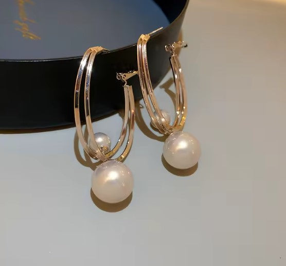 Jimena® | Pearl Ball Pendant Hoop Earrings