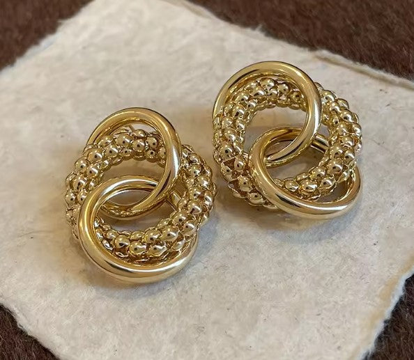 Calliope® | Vintage Multi-layer Twisted Round Gold Earrings
