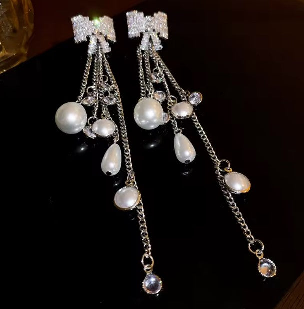 Roisin® | Vintage Pearl Tassel Silver Earrings