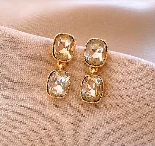 Samanta® | Rhinestone Square Oval Water Drop Earrings