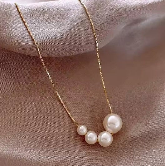 Querida® | Vintage Pearl String Pendant Gold Chain Necklace