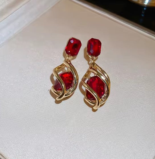 Yadira® | Vintage Red Stone Drop Earrings
