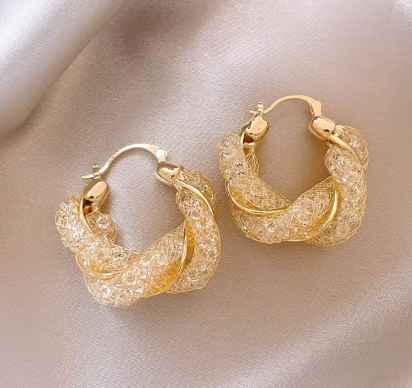 Dahlia® | Unique Twisted Inlaid Rhinestone Earrings
