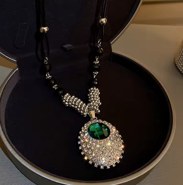 Dawn® | Vintage Inlaid Rhinestone Green Stone Necklace