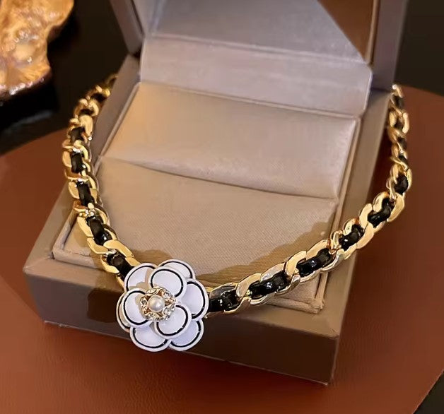 Persefone® | Black Camellia Flower Necklace