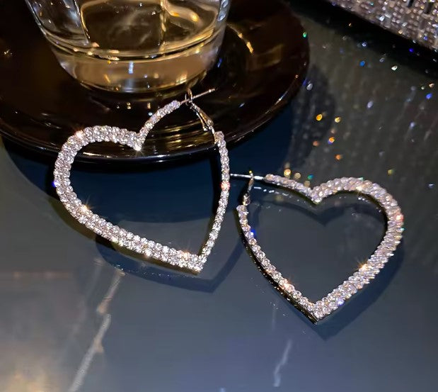 Fauna® | Sparkle Heart Rhinestone Hoop  Earrings