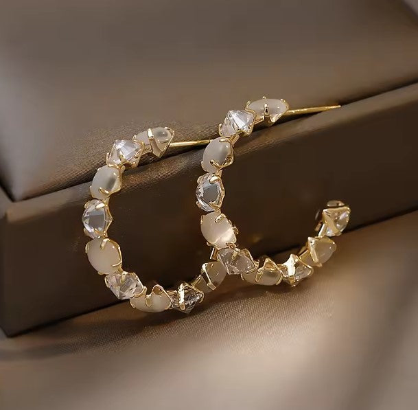 Natalia® | Luxury Opal Hoop Charm Earrings